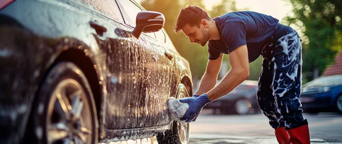 נזק לצבע רכב משטיפת מכונהב