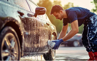 נזק לצבע רכב משטיפת מכונהב